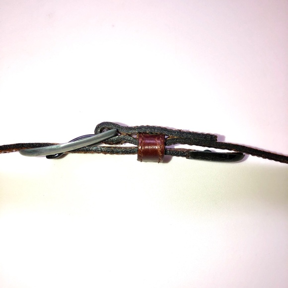 πHPπ JOAN & DAVID Brown Leather Croc Embossed Belt Silver Buckle + Tip Vintage - Picture 5 of 15